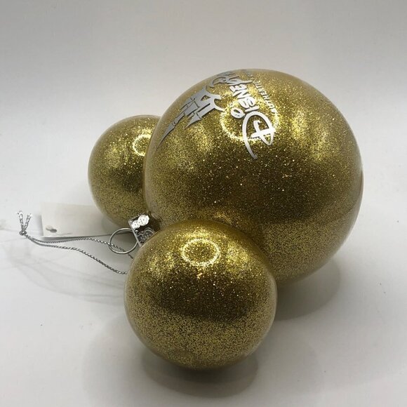 Mickey Mouse Icon Ears‎ Gold Glitter Ornament Glass Large Disney Parks - Picture 6 of 9